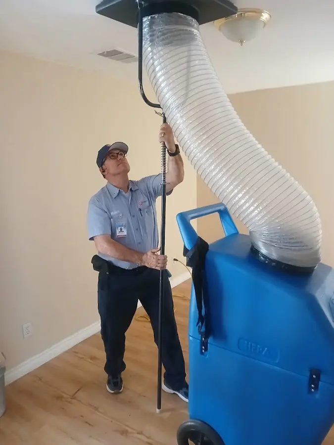 Mini Split Installation technician using HEPA equipment in Morehead City